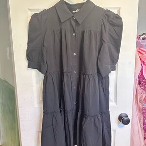 Elegant Black Puff Sleeve Dress